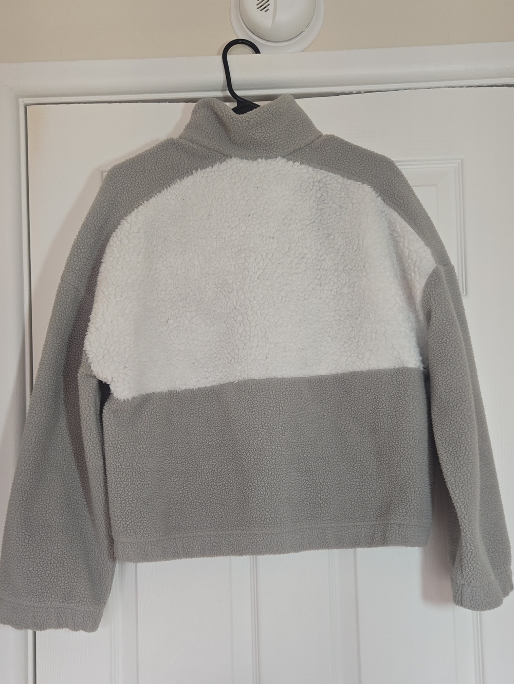 Columbia Cropped Colorblock Sherpa Half Snap Fleece Gray White Pink M - Picture 10 of 16